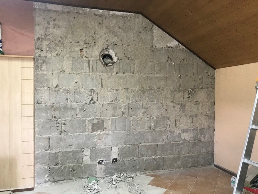 Die vorbereitete Fläch zum Verputzen