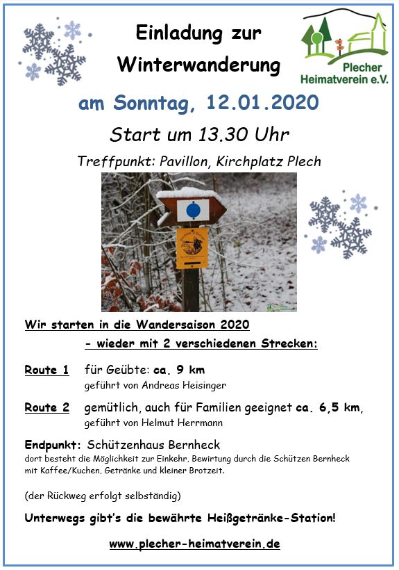 Winterwanderung 2020 2 Strecken